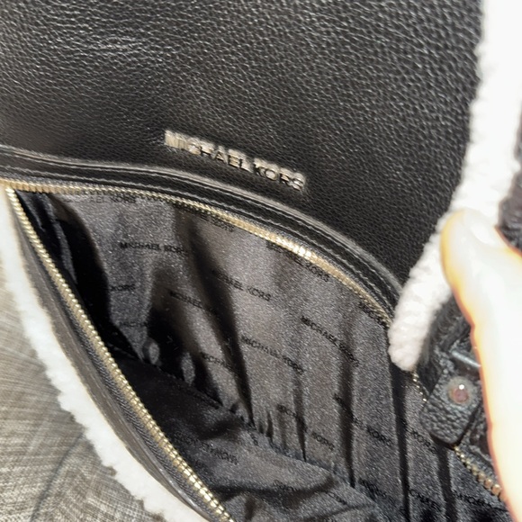 Michael Kors Rhea Pebbled Leather & Australian Shearling Multi Compart. Backpack - Picture 15 of 17